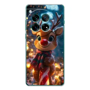 Яркий чехол для OnePlus 11R с Зимними Оленятами (Олень с шарфом)