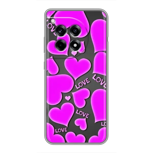 Чохол з принтом «Pink hearts» для OnePlus 12 Pro