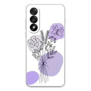 Силиконовый чехол с принтом в цветах на OnePlus Ace 5 Ultra (Букет фиолетовая абстракция)