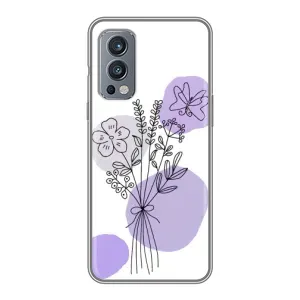Силиконовый чехол с принтом в цветах на OnePlus Nord 2 (Букет фиолетовая абстракция)