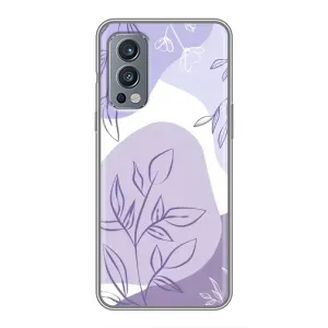 Силиконовый чехол с принтом в цветах на OnePlus Nord 2 (Фиолетовые листья абстракция)