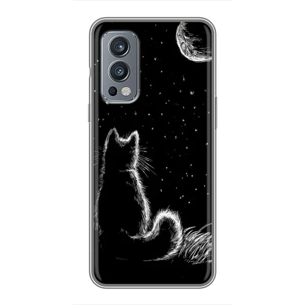 Чехол с принтом «Котик и луна» для OnePlus Nord 2 Чехол с принтом «Котик и луна» для OnePlus Nord 2