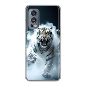 Чехол с картинкой «Хищники» для OnePlus Nord 2 (Белый тигр в дыму)