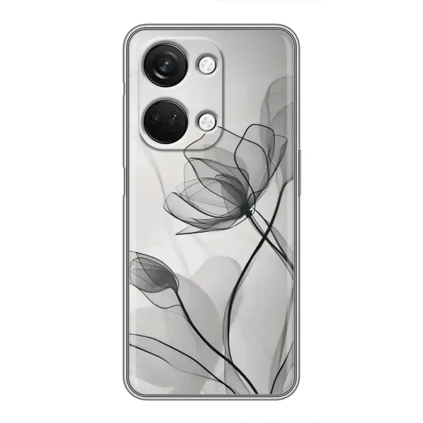 Чехол с принтом «Черные цветы» для OnePlus Nord 3 5G