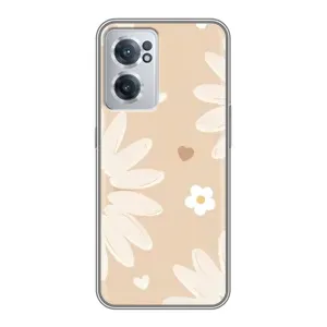 Чохол з квітковим принтом на OnePlus Норд ЦЕ 2 Лайт 5Ж (Бежеві квіти)
