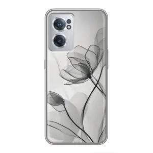 Чохол з квітковим принтом на OnePlus Норд ЦЕ 2 Лайт 5Ж (Чорні квіти)