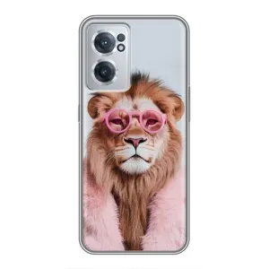 Чохол з принтом стильні тварини для OnePlus Норд ЦЕ 2 Лайт 5Ж (Лев в окулярах)