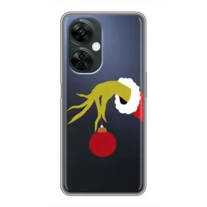 Зимні Чохли для OnePlus Норд СЕ 3 Лайт - прозорий фон (Грінч з іграшкою)