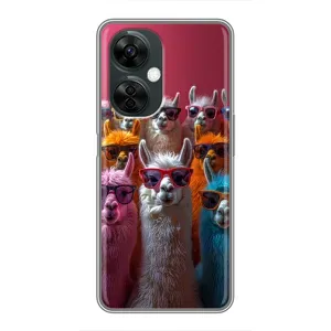 Чохол з принтом стильні тварини для OnePlus Норд СЕ 3 Лайт (Лами в окулярах)
