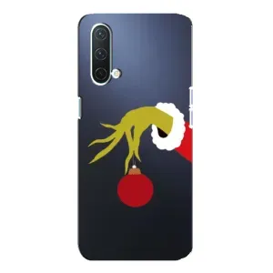 Зимні Чохли для OnePlus Норд CE 5G - прозорий фон (Грінч з іграшкою)