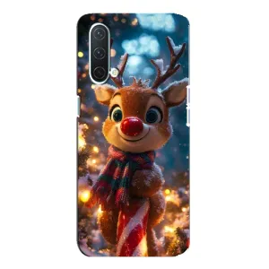 Яркий чехол для OnePlus Nord CE 5G с Зимними Оленятами (Олень с шарфом)