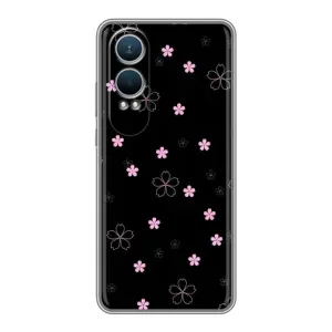 Чохол з розовим принтом для OnePlus Nord CE4 Lite (Рожеві квіти на чорному)