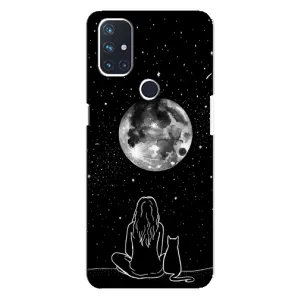 Чехол с рисунком кот на OnePlus Nord N10 5G (Девушка с котом)
