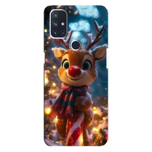 Яскравий чохол для OnePlus Nord N10 5G з Зимові Оленята (Олень з шарфом)