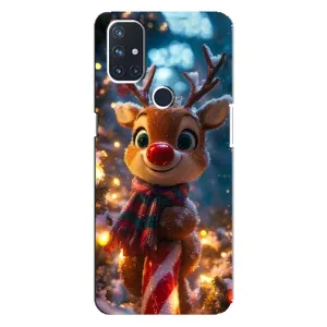 Яскравий чохол для OnePlus Nord N100 з Зимові Оленята (Олень з шарфом)