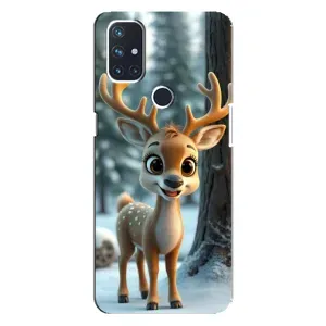 Яскравий чохол для OnePlus Nord N100 з Зимові Оленята (Оленятко в лісі)