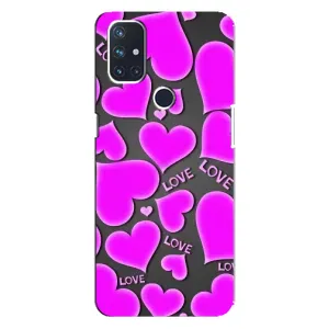 Чехлы для любимой на ВанПлюс Норд Н100 (VPrint) (Pink hearts)
