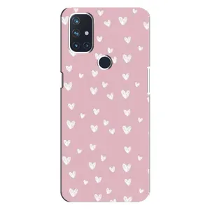 Чохол з розовим принтом для OnePlus Nord N100 (Сердечки на рожевому)