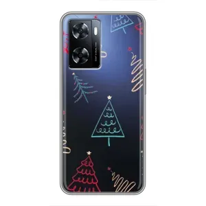 Зимні Чохли для OnePlus Nord Н20 СЕ - прозорий фон (Різдвяні ялинки)