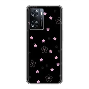 Чохол з розовим принтом для OnePlus Nord N20 SE (Рожеві квіти на чорному)