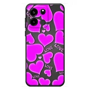 Чехлы для любимой на УанПлюс Турбо 6В (VPrint) (Pink hearts)