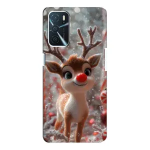 Яркий чехол для Oppo A16 с Зимними Оленятами