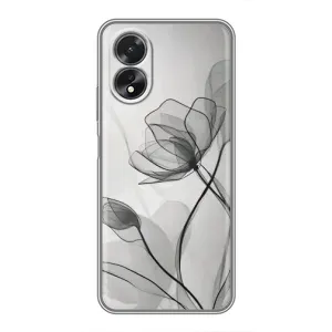 Чохол з квітковим принтом на OPPO A17 (Чорні квіти)