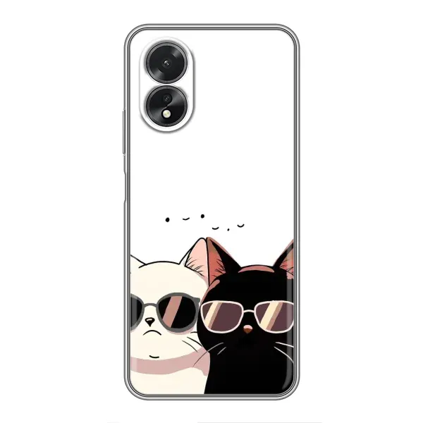 Чохол з принтом «Коти в окулярах» для OPPO A17