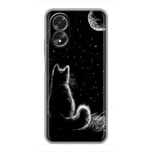 Чехол с принтом «Котик и луна» для OPPO A17