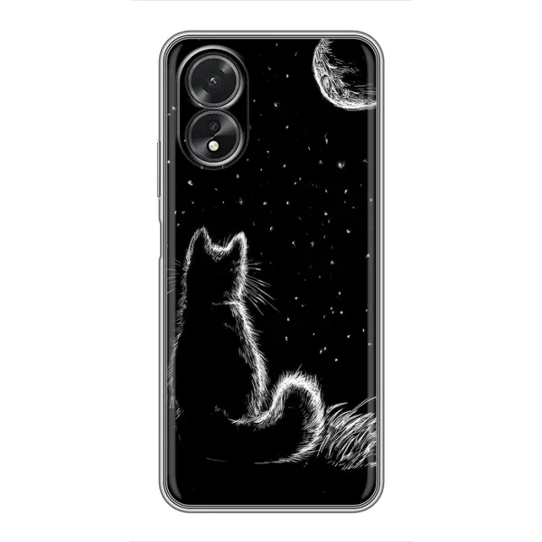 Чехол с принтом «Котик и луна» для OPPO A17 Чехол с принтом «Котик и луна» для OPPO A17