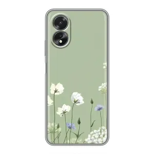Чохол з квітковим принтом на OPPO A17 (Квіти на зеленому)