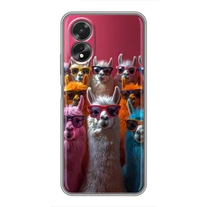Чохол з принтом стильні тварини для OPPO A17 (Лами в окулярах)