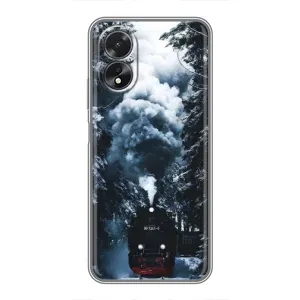 Новорічні, Святкові Чохли для Oppo A17 - 2024 год (Зимовий потяг)