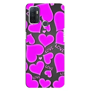 Чехлы для любимой на ОППО А32 (VPrint) (Pink hearts)