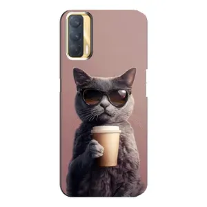 Чохол з принтом стильні тварини для OPPO A33 (Кіт з кавою)