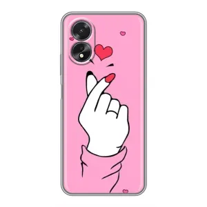 Чехол с принтом для Oppo A38 (AlphaPrint - Знак сердечка)
