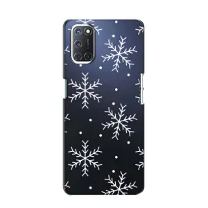 Зимні Чохли для OPPO A52 - прозорий фон (Білі сніжинки)