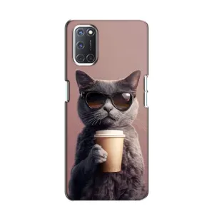 Чохол з принтом стильні тварини для OPPO A52 (Кіт з кавою)