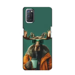 Чохол з принтом стильні тварини для OPPO A52 (Лось з кавою)