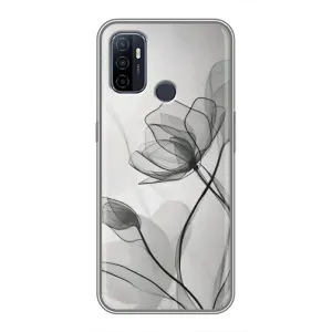 Чохол з квітковим принтом на OPPO A53 (Чорні квіти)
