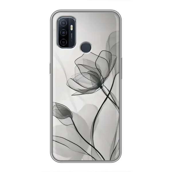 Чохол з принтом «Чорні квіти» для OPPO A53
