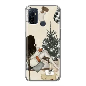 Різдвяні, Святкові Чохли для OPPO A53 (Дівчина з ялинкою)