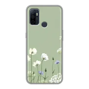 Чохол з квітковим принтом на OPPO A53 (Квіти на зеленому)