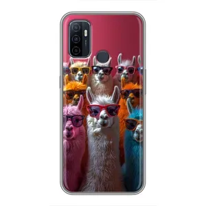 Чохол з принтом стильні тварини для OPPO A53 (Лами в окулярах)