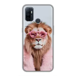 Чохол з принтом стильні тварини для OPPO A53 (Лев в окулярах)