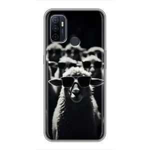 Чохол з принтом стильні тварини для OPPO A53 (Овечка в окулярах)