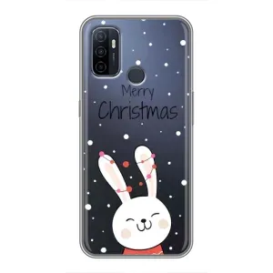 Зимні Чохли для OPPO A53 - прозорий фон (Різдвяний заєць)