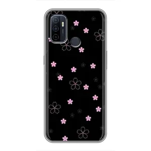 Чохол з принтом «Рожеві квіти на чорному» для OPPO A53