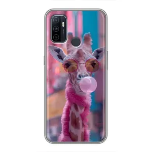 Чохол з принтом стильні тварини для OPPO A53 (Стильна жирафа)