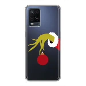 Зимні Чохли для OPPO A54 - прозорий фон (Грінч з іграшкою)